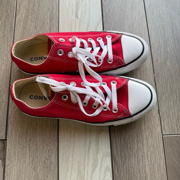 Converse Red and White Chuck Taylor Sneakers Classic Low-Top - Picture 3 of 6